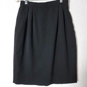 Liz Claiborne Collection Womens Pencil Skirt Size 10 Black Wool Pleated Front